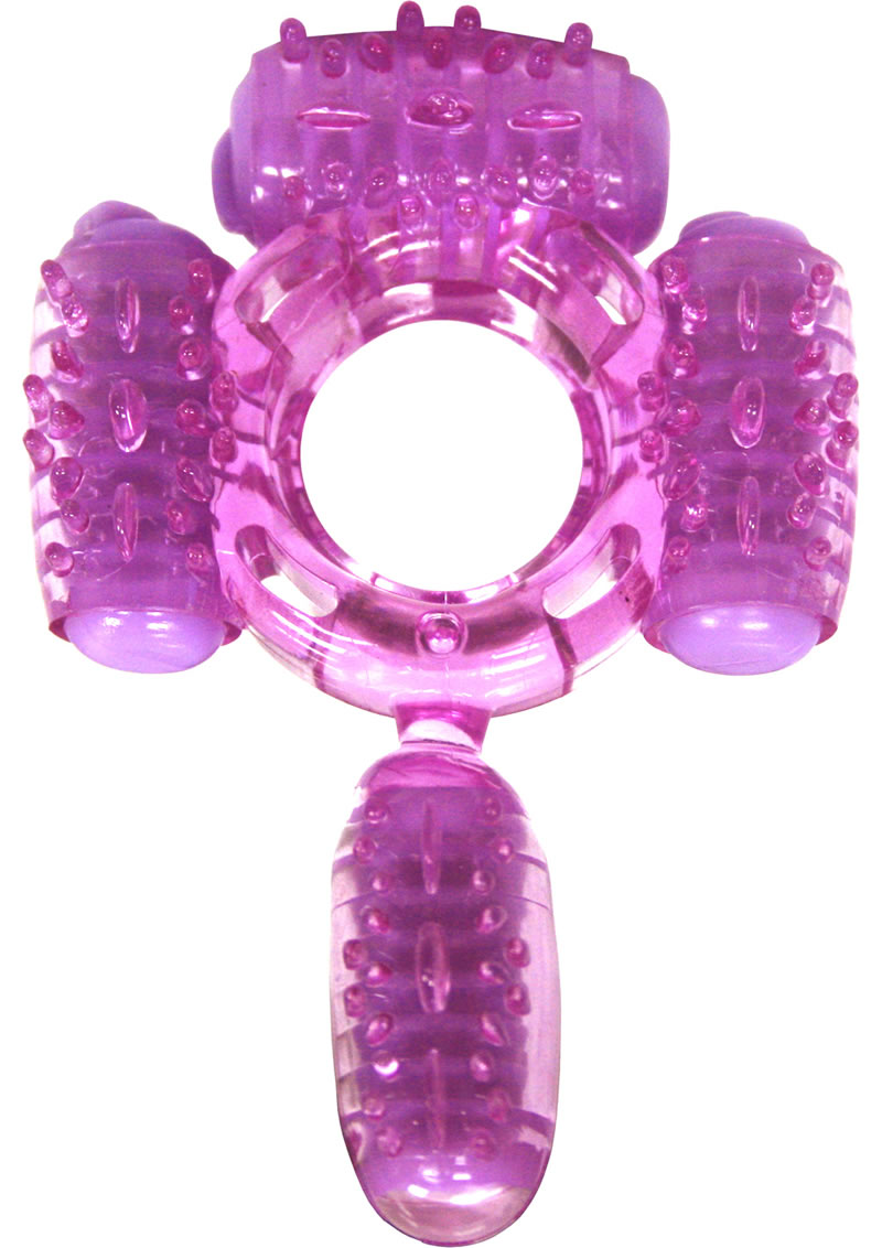 Humm Dinger Super Quad Vibrating Cock Ring Purple