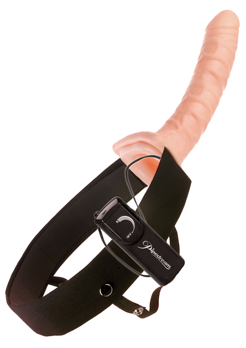 Fetish Fantasy Series Vibrating Hollow Strap On Flesh 10 Inch