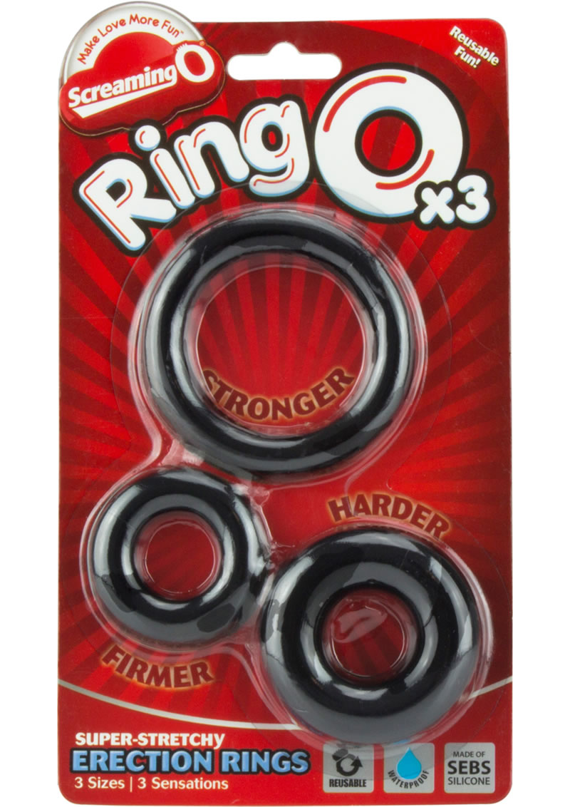 Ringo x3 3 Pack Cockrings 6 Packs Per Box Black