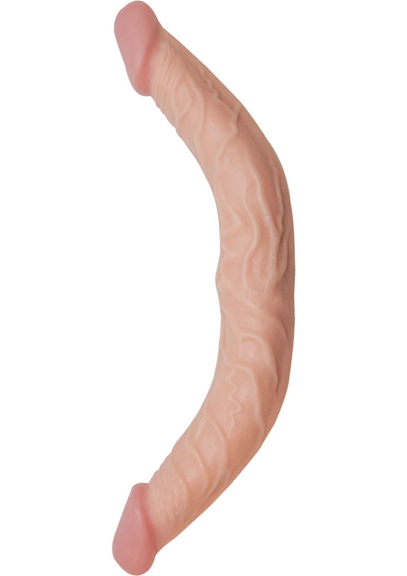 All American Whopper Curved Double Dong Waterproof Flesh 13 Inch