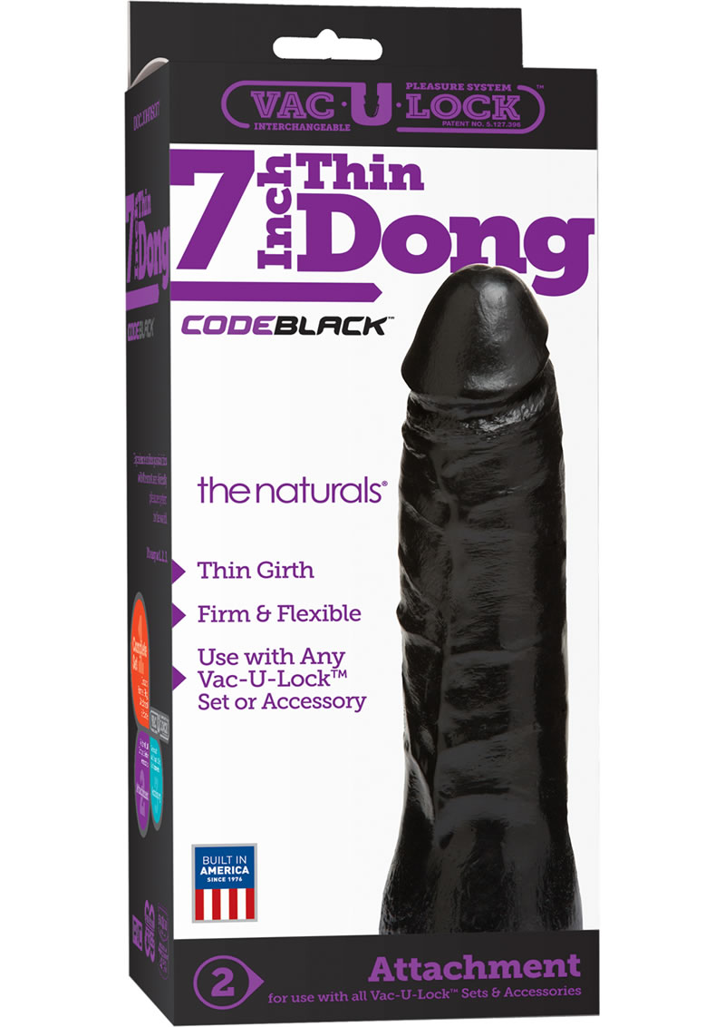 Vac U Lock Codeblack Double Thin Dong The Naturals Attachment Black 7 Inch