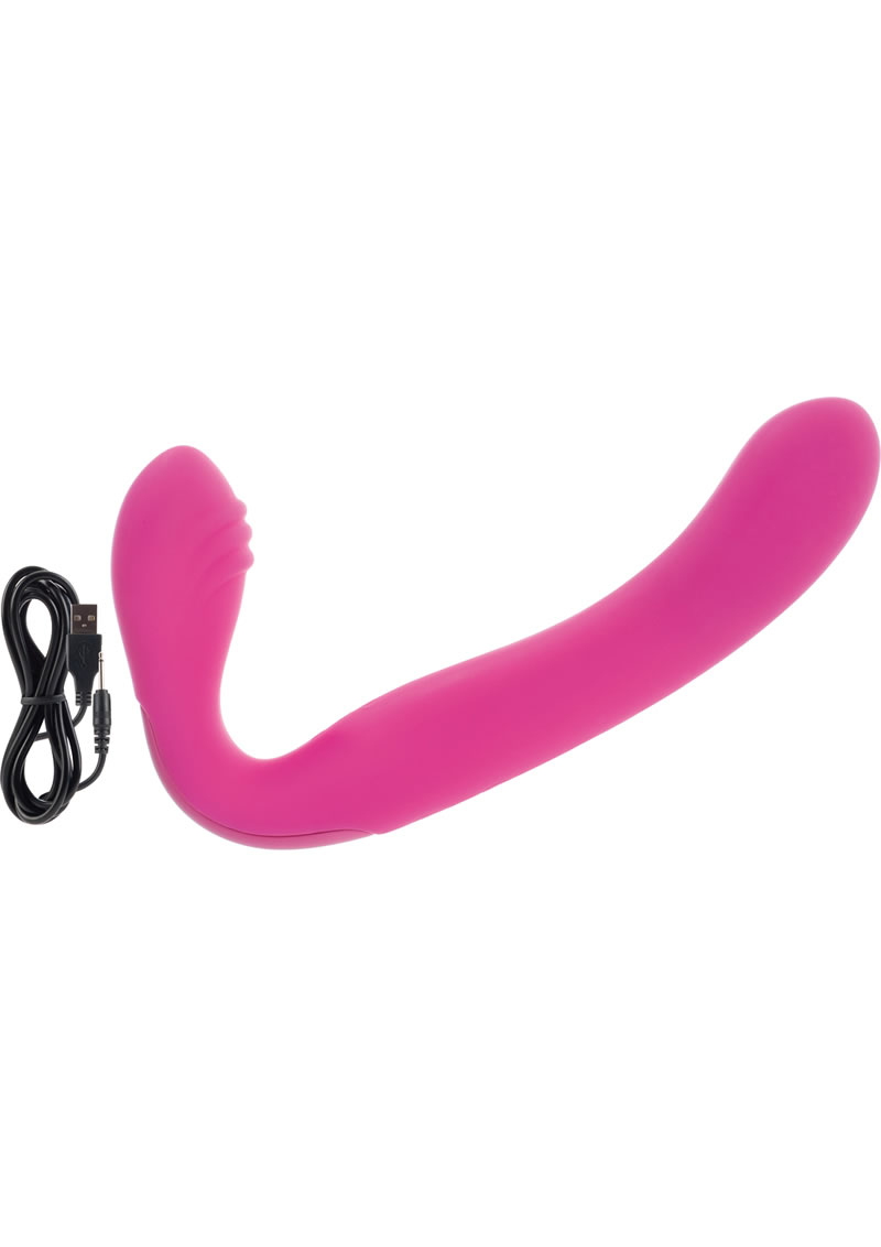 Love Rider Rechargeable Silicone Strapless Strap On Waterproof Pink 7.75 Inch