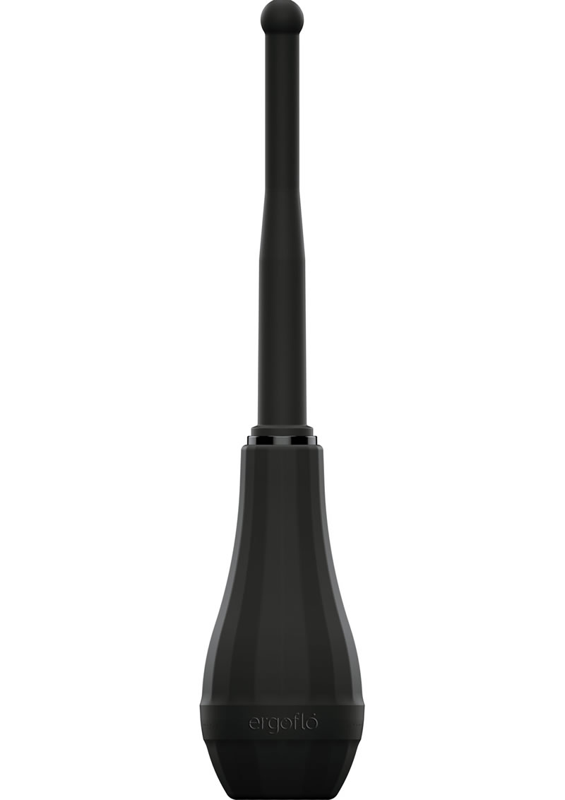 Perfect Fit Ergoflo Director 8in Silicone Flex Tip Anal Douche - Black