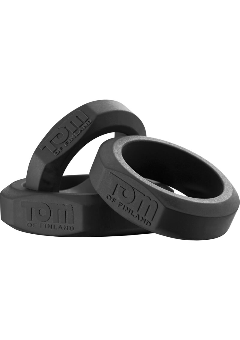 Tom Of Finland 3 Piece Silicone Cock Ring Set Black