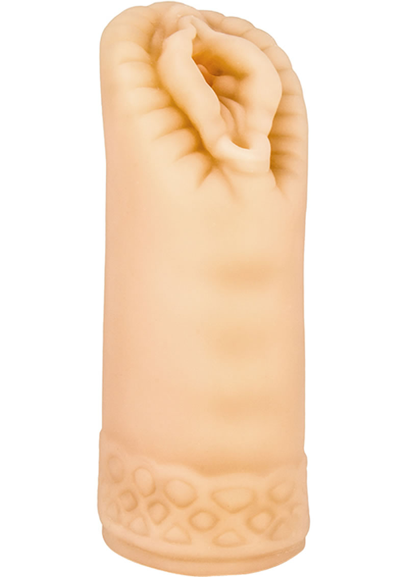 M For Men Sexy Snatch Pussy Beaded Stroker Beige 5.75 Inch