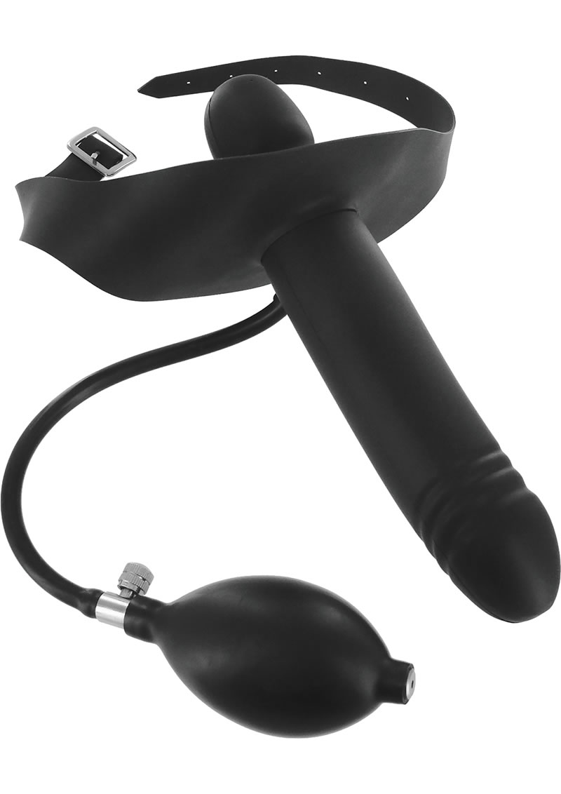 Master Series Inflatable Dildo Gag Black