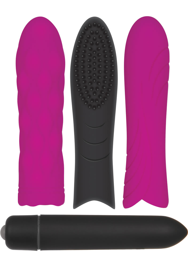 Pleasure Silicone Sleeve Trio With Bullet Set Waterproof