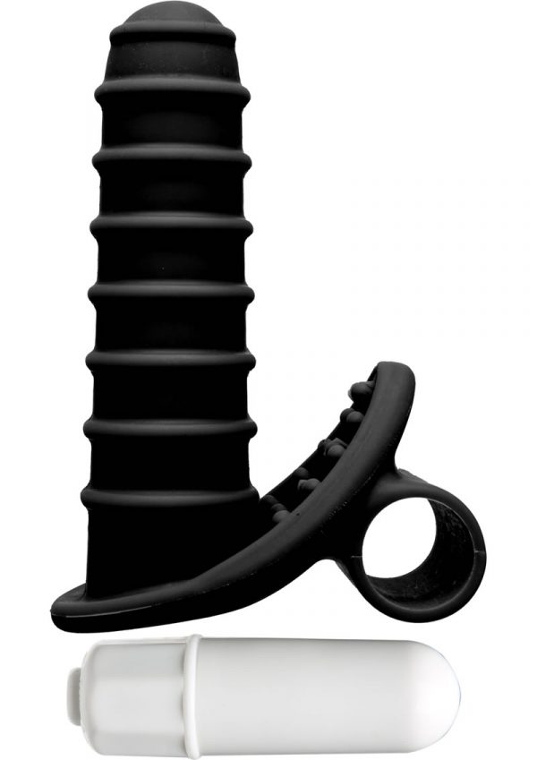 Mood Euphoric Ridged Silicone Finger Vibe Waterproof Black 3.6 Inch