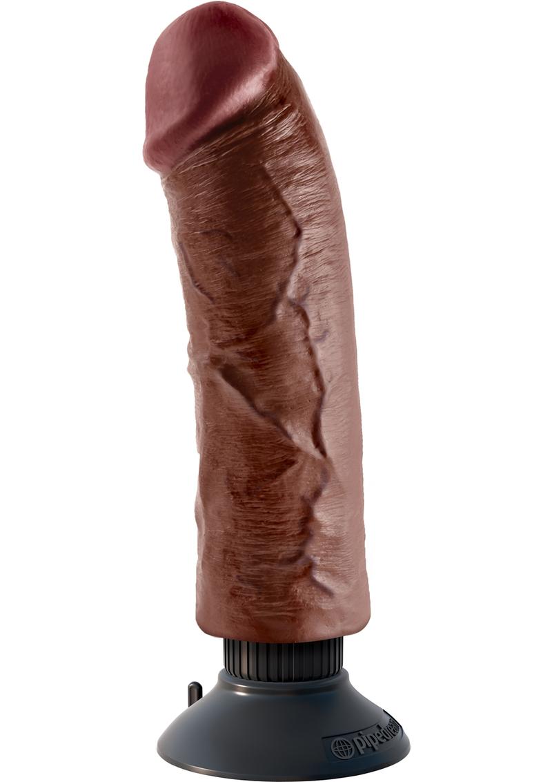 King Cock Vibrating Realistic Dildo Waterproof Brown 8 Inch