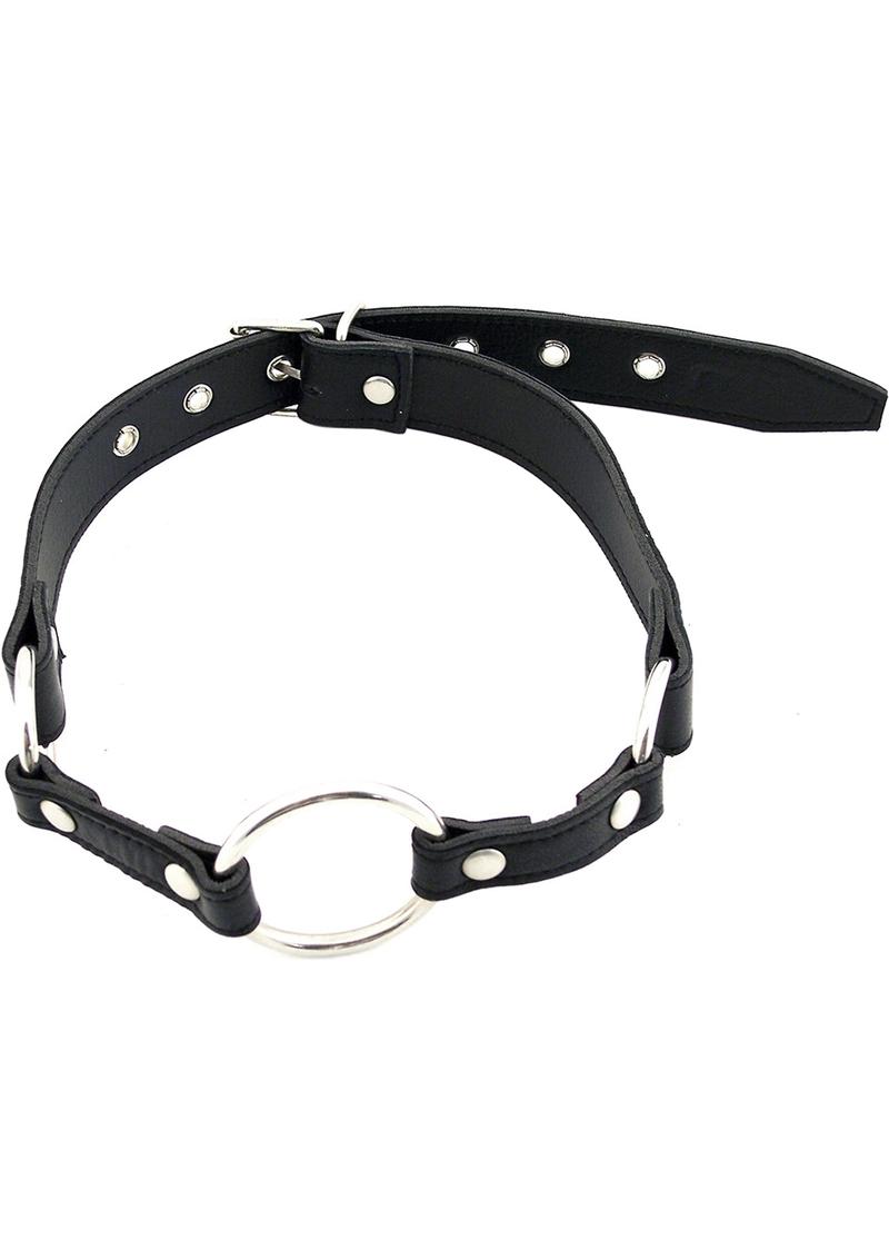 Rouge O Ring Leather Mouth Gag Adjustable Black