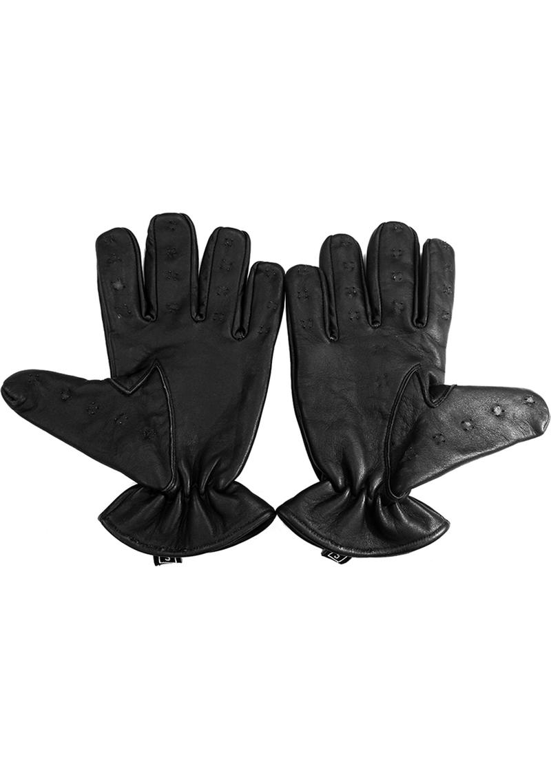 Rouge Leather Vampire Gloves Black Extra Large