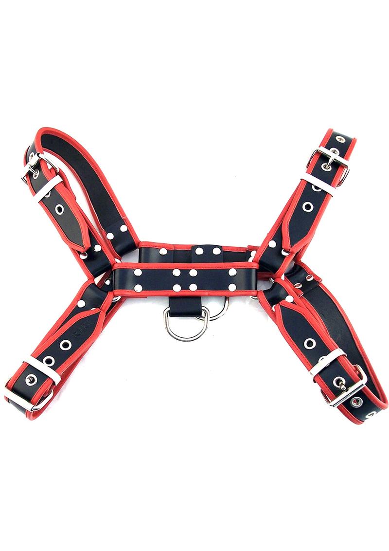 Rouge Ot Front Leather Harness Black And Red L