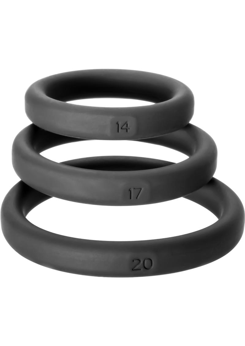 Perfect Fit Xact-Fit Silicone Ring Kit Assorted Sizes 3 Pack - Black