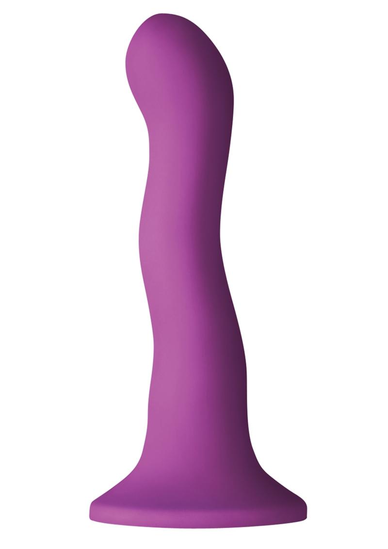 Colours Wave 6in Purple Silicone Dildo Non-Vibrating Suction Cup Base