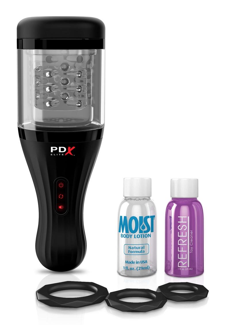 PDX Elite Talk Dirty Rotobator Rechargeable Masturbator Clear