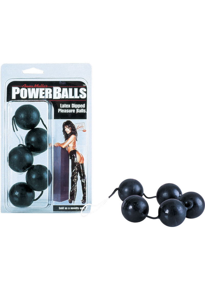 Anna Malles Power Balls Latex Dipped Weighted Pleasure Balls 1.25 Inch Black