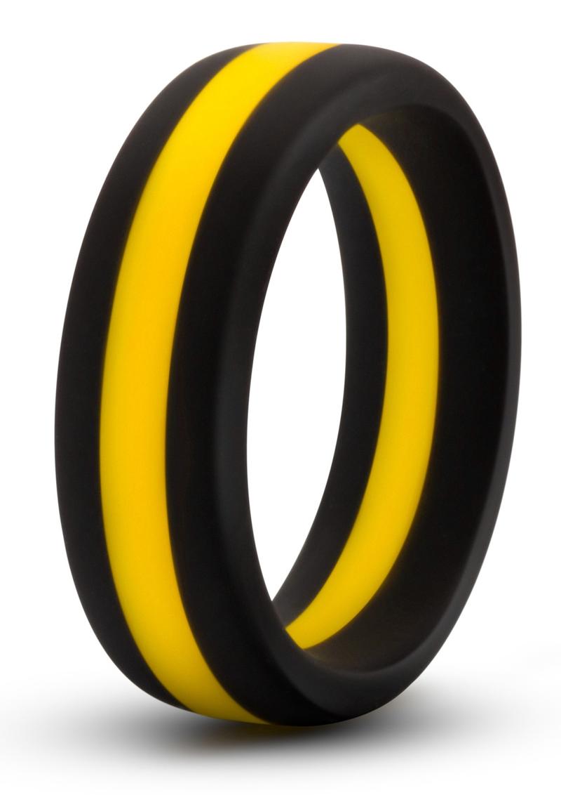 Performance Silicone Go Pro Cock Ring Black/Gold 1.5 Inch Diameter