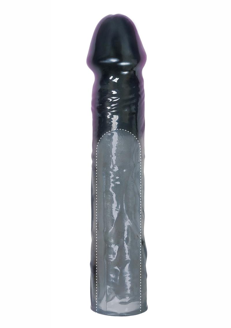 The 9`s Toppers Penis Extension Sleeve Waterproof Black Adds 3 Inches