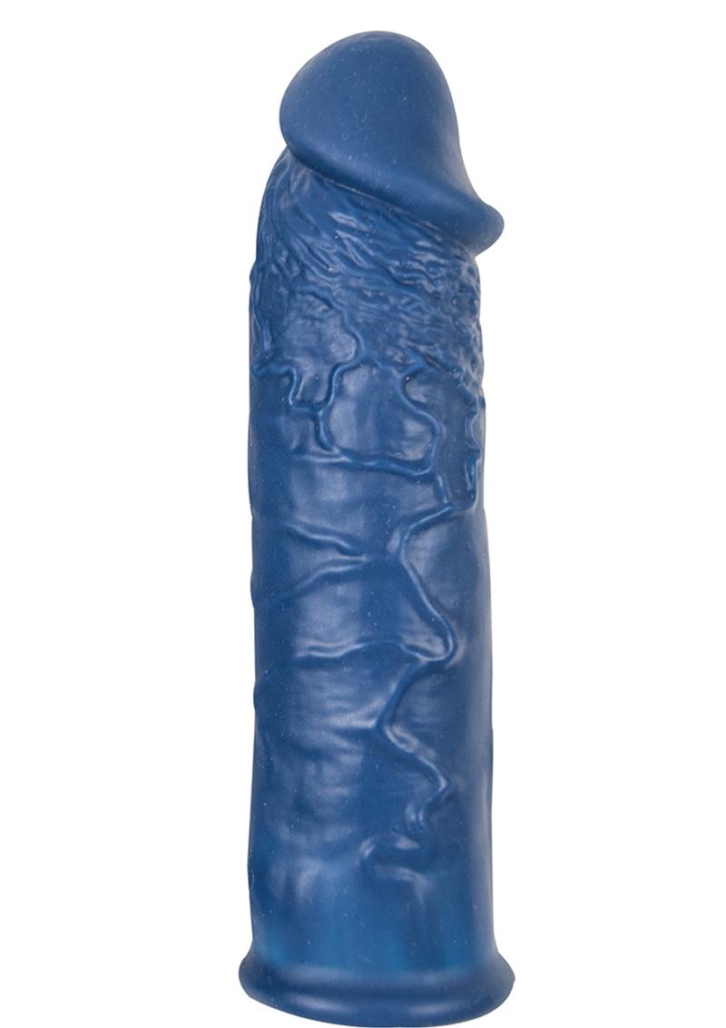 The Greatest Extender Penis Sleeve Silicone Realistic Waterproof Blue 6 Inch