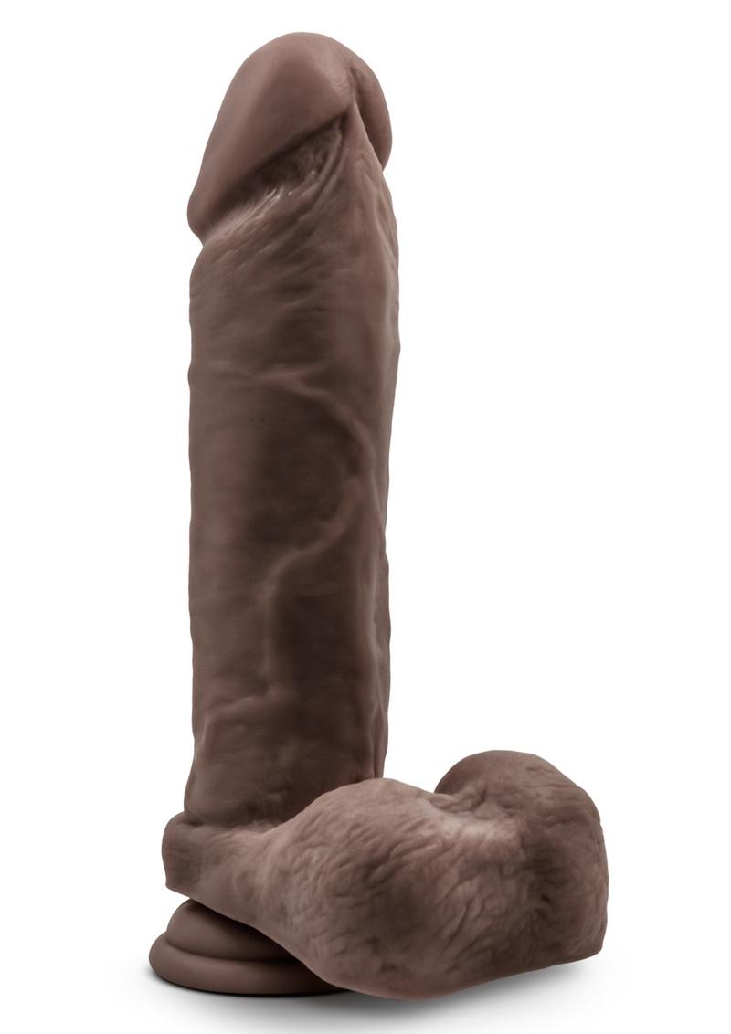 Au Naturel Dildo With Balls 9.5in - Chocolate