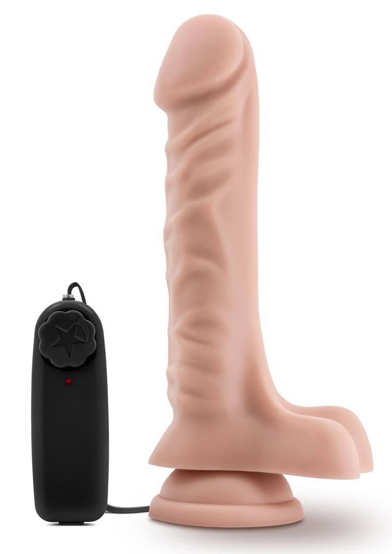 Dr Skin Dr James Dildo With Balls 9in Vibrating With Wired Remote - Vanilla