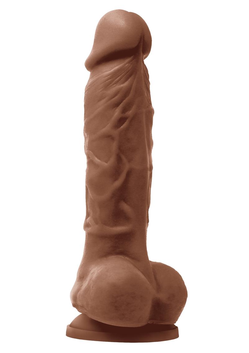 Colours Pleasures 5in Brown Silicone Dildo With Balls Realistic Non-Vibrating Suction Cup Base