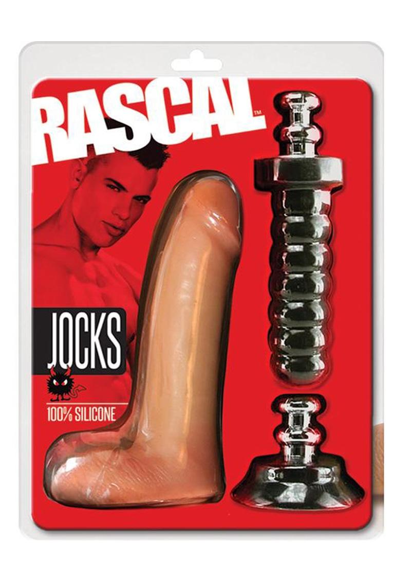 Rascal Jock Brent Silicone Cock 8 Inch Dildo With Silicone Handle and Suction Cup Base Flesh