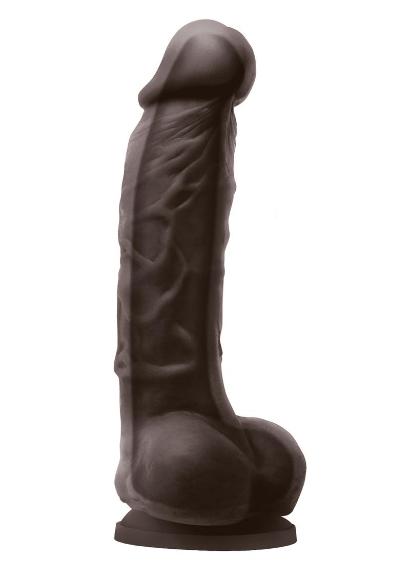 Colours Dual Density 5in Silicone Dildo With Balls Realistic - Chocolate