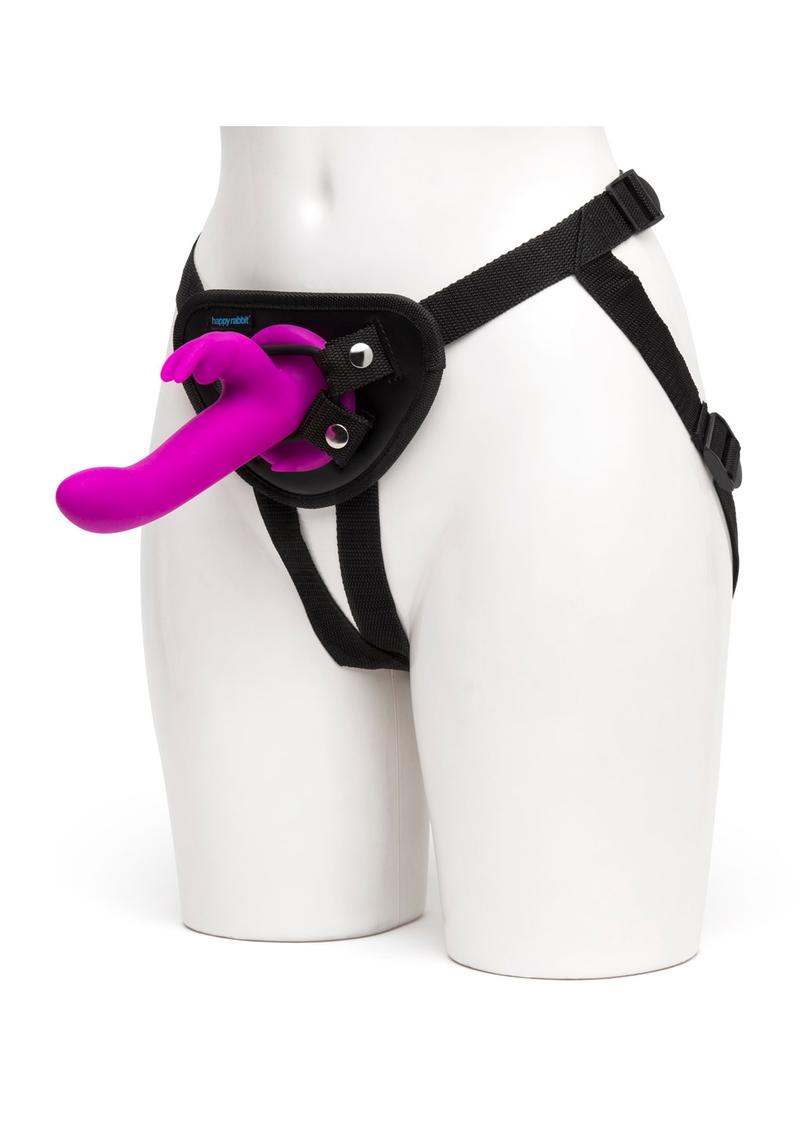 Happy Rabbit Vibe Strap-on Harness Set Silicone USB Rechargeable Vibrating Purple
