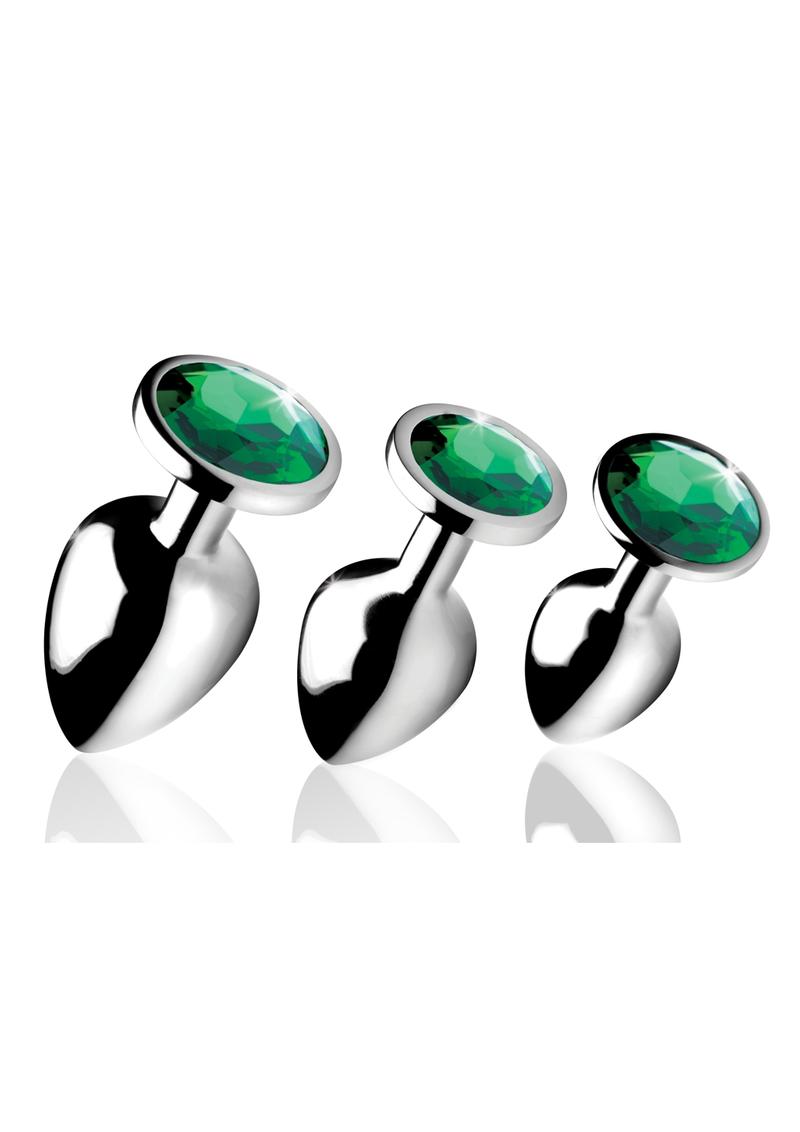 Booty Sparks Emerald Gem Anal Plug Set 3 Piece Kit Nickel Free