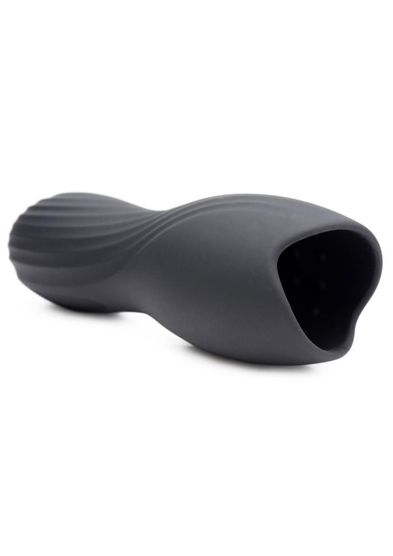 Trinity Vibes Silicone Penis Head Pleaser USB Rechargeable Waterproof Black 5.5 Inches