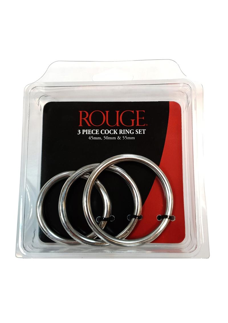 Rouge 3 Piece Cock Ring Set Stainless Steel