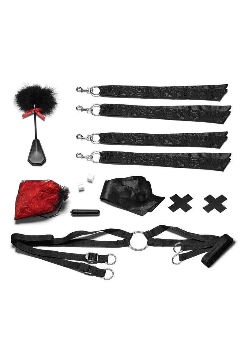 Lux Fetish Night Of Romance Satin Cuffs With Rose Petals  6pc. Bedspreader Set