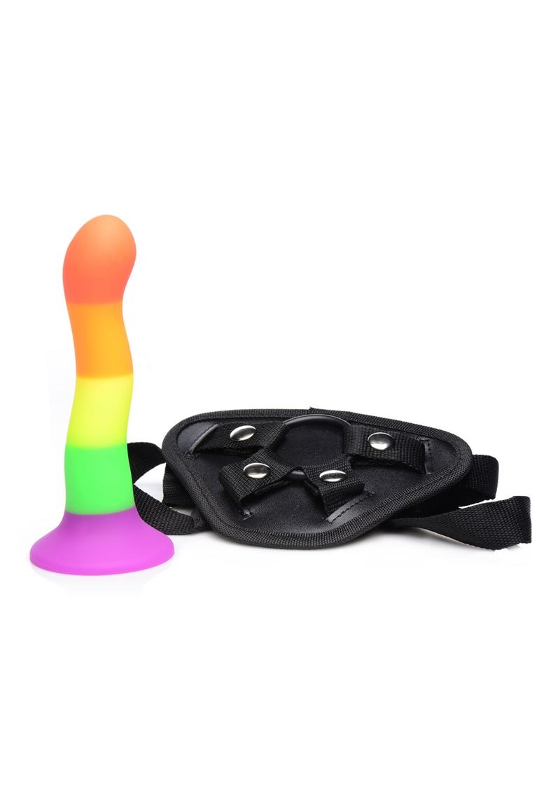 Strap U Proud Rainbow Dildo W/harness