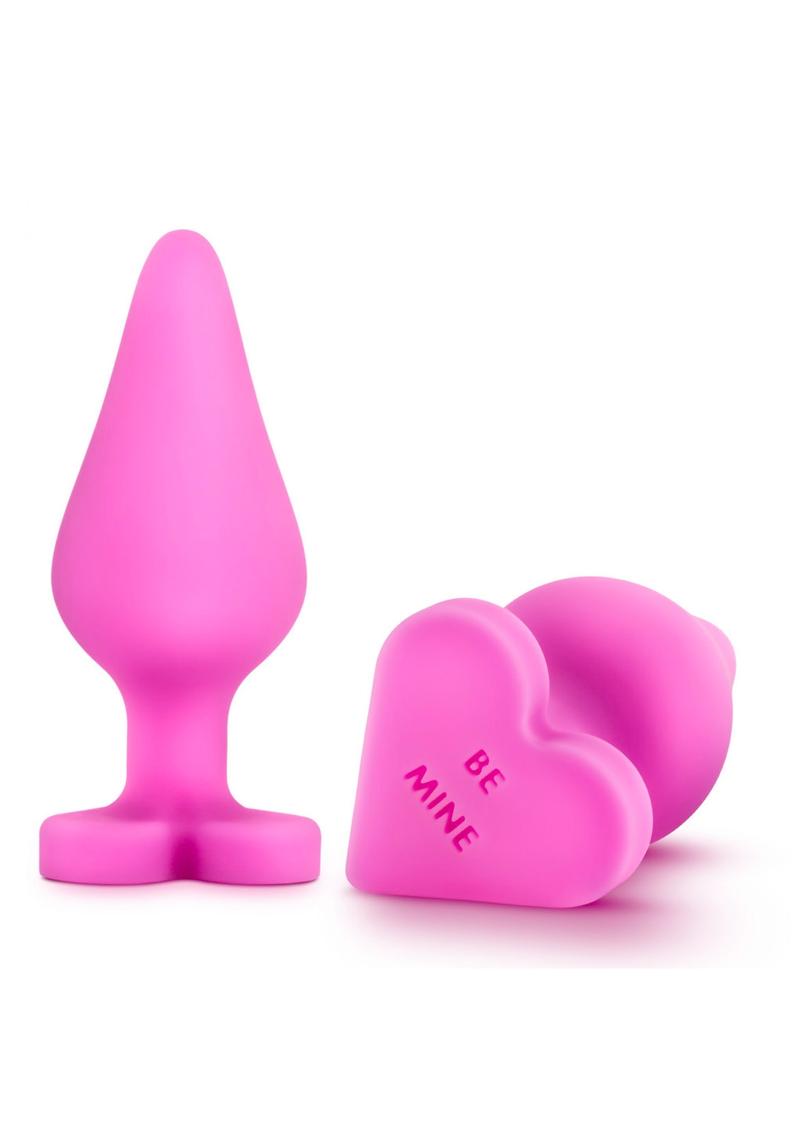 Play With Me Naughty Candy Hearts Silicone Anal Plug Pink 3.5 Inch