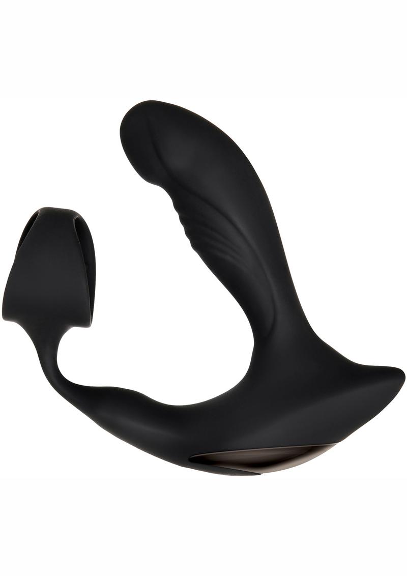 Zero Tolerance Strapped andamp; Tapped Silicone Vibrating Prostate Stimulator With Remote Control - Black