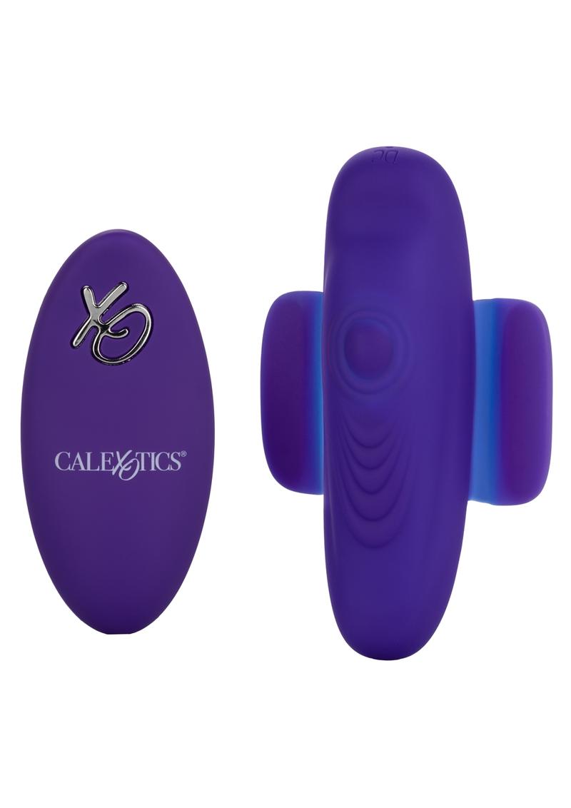 CalExotics Lock-N-Play Remote Pulsating Panty Teaser Rechargeable Silicone Vibrator - Purple