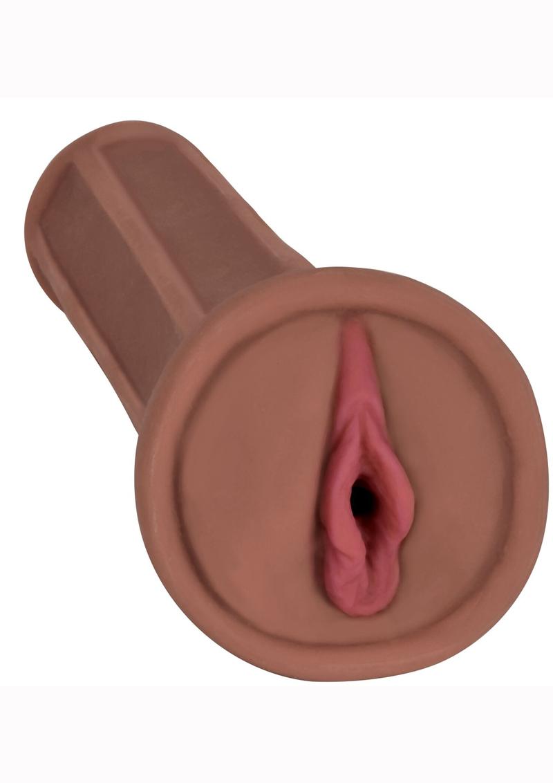 Mistress Sia Vibrating BioSkin Dual Density Stroker - Pussy - Chocolate