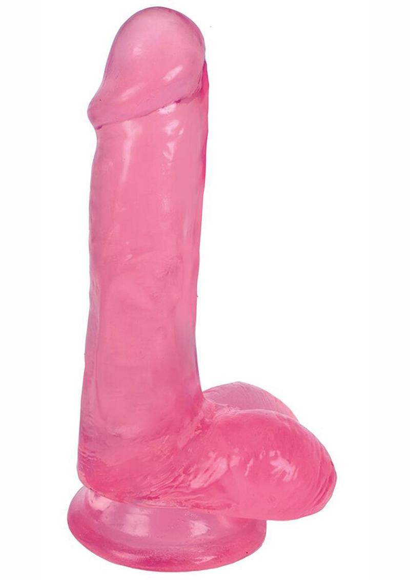 Lollipop Slim Stick Dildo With Balls 6in - Cherry Ice