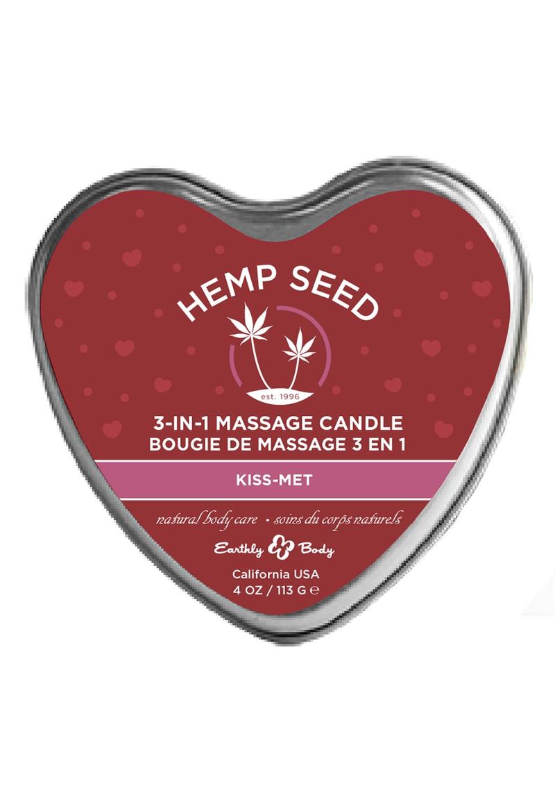 Earthly Body Hemp Seed 3 in 1 Heart Massage Candle Kiss-Met 4oz