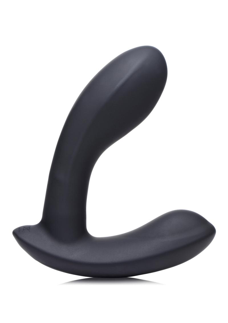 Zeus Vibrating andamp; E-Stim Silicone Rechargeable Prostate Massager With Remote Control - Black