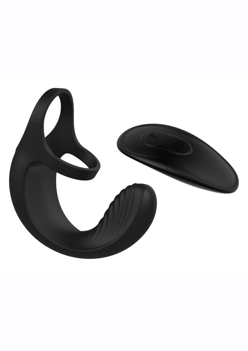 Zero Tolerance Vibrating Ball Cradle Silicone Rechargeable Cockring With Remote Control - Black