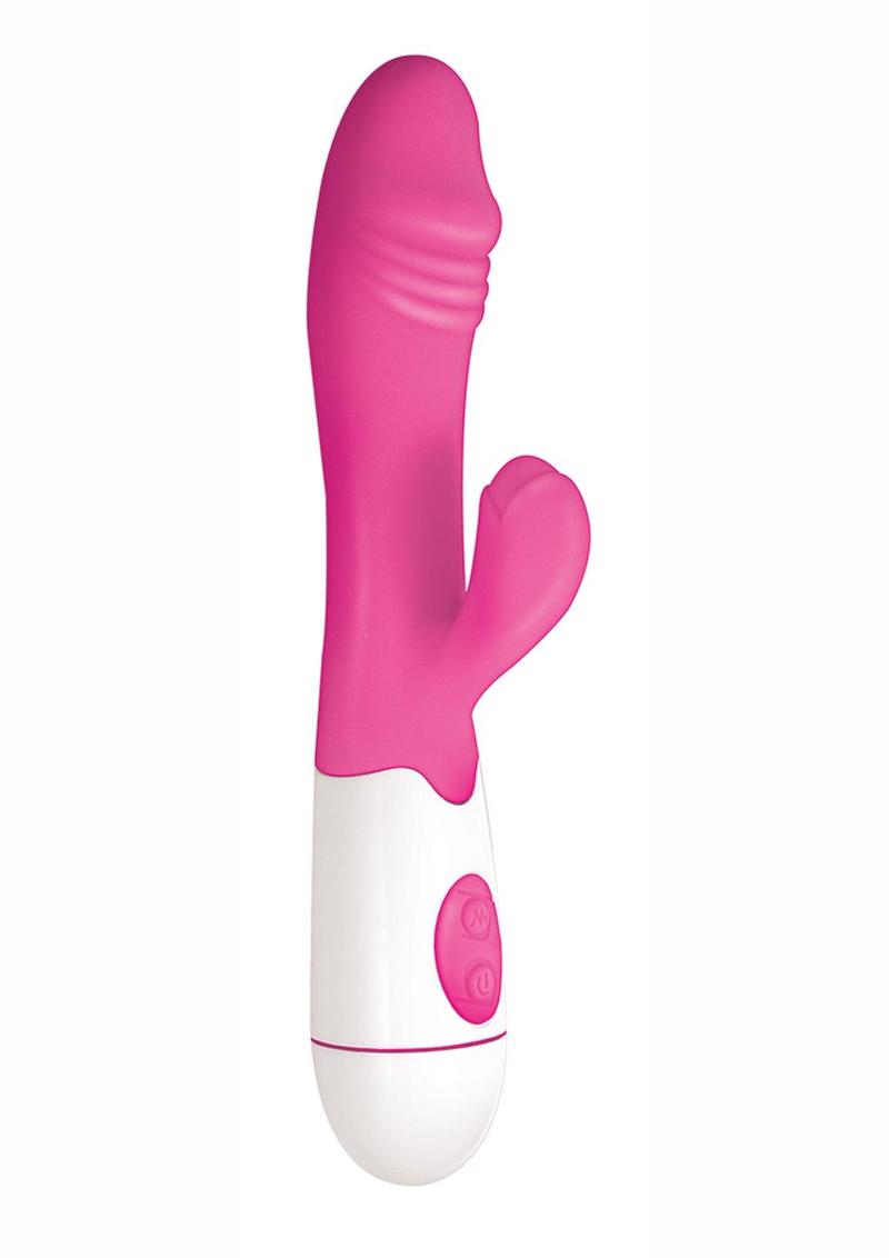 Lotus Sensual Massager #1 Silicone Vibrating Rabbit - Pink/White