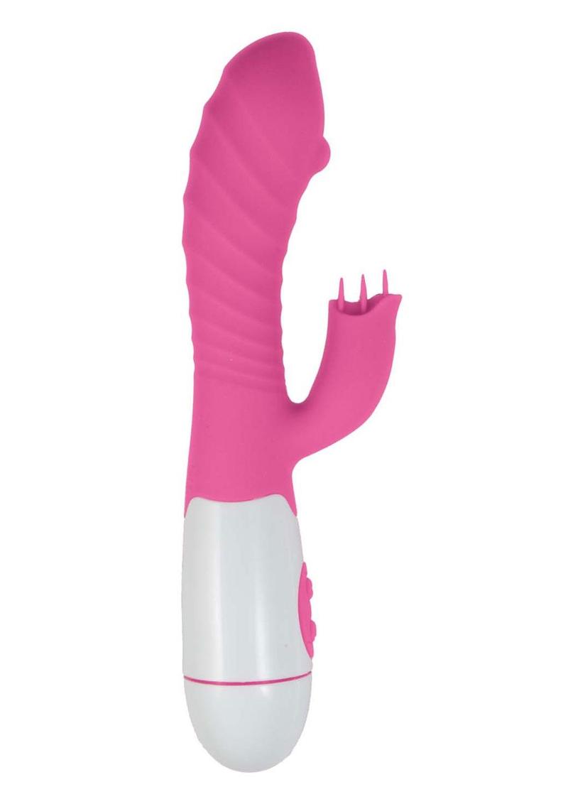 Lotus Sensual Massager #5 Silicone Rabbit Vibrator - Pink/White