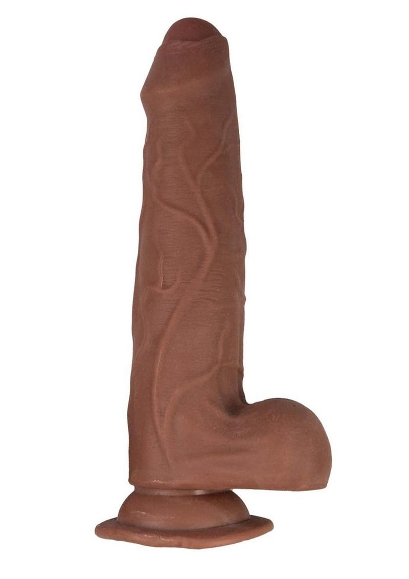 Realcocks Dual Layered Uncut Slider Thin Tip Dildo 8.5in - Caramel