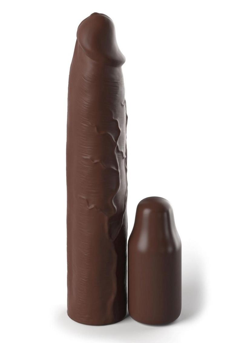 Fantasy X-Tensions Elite Silicone 9in Sleeve with 3in Plug - Chocolate