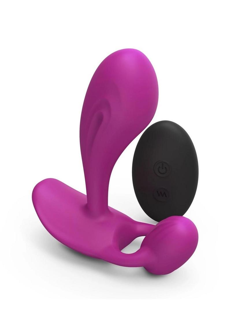 Witty Rechargeable Silicone Vibrator with Clitoral Stimulator - Sweet Orchid Magenta