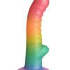 Simply Sweet Ribbed Silicone Rainbow Dildo