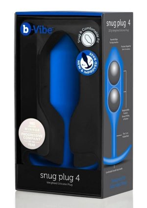 B-Vibe Snug Plug 4 Silicone Weighted Anal Plug - Navy