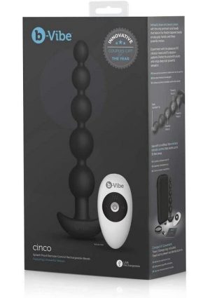 B-Vibe Cinco Rechargeable Silicone Anal Beads - Black